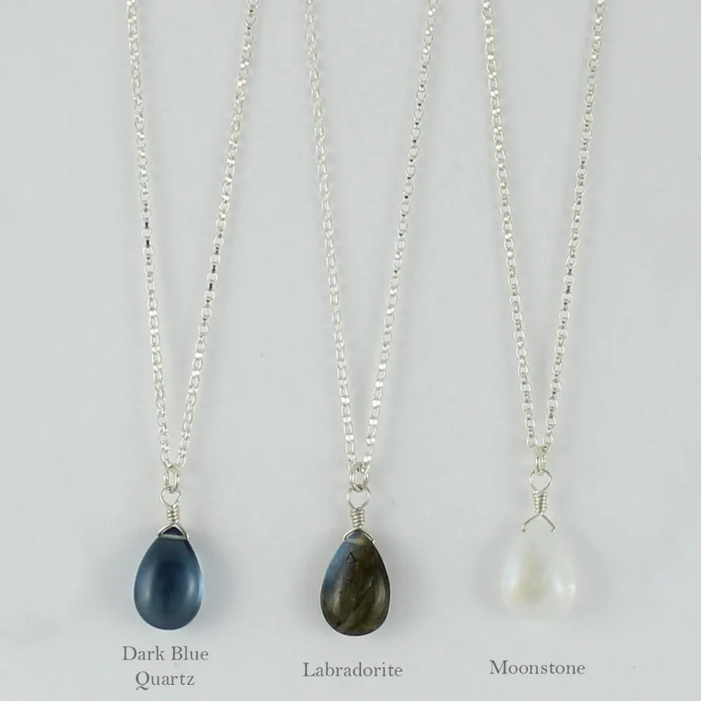 Silver Gemstone Solo Necklace