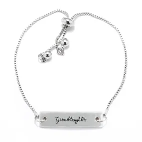 Silver Granddaughter - Script Adjustable Bar Bracelet