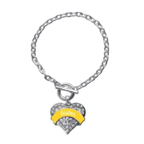 Silver Marigold Sister Pave Heart Charm Toggle Bracelet