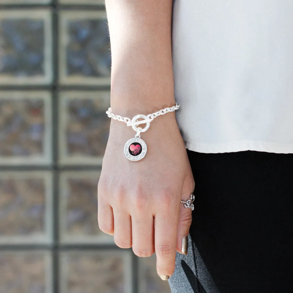 Silver Mimi Circle Charm Toggle Bracelet