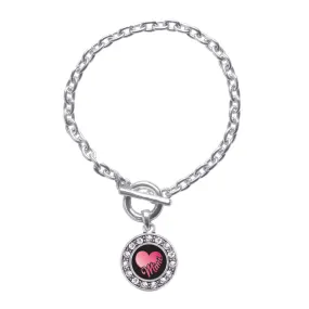 Silver Mimi Circle Charm Toggle Bracelet