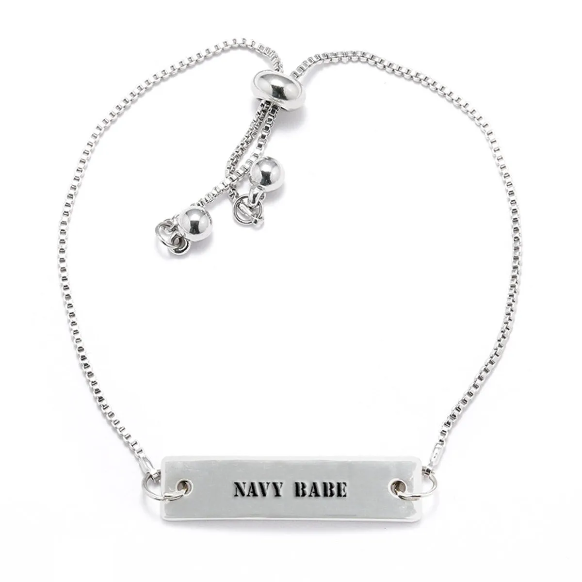 Silver Navy Babe Adjustable Bar Bracelet