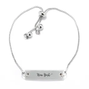 Silver New York Adjustable Bar Bracelet