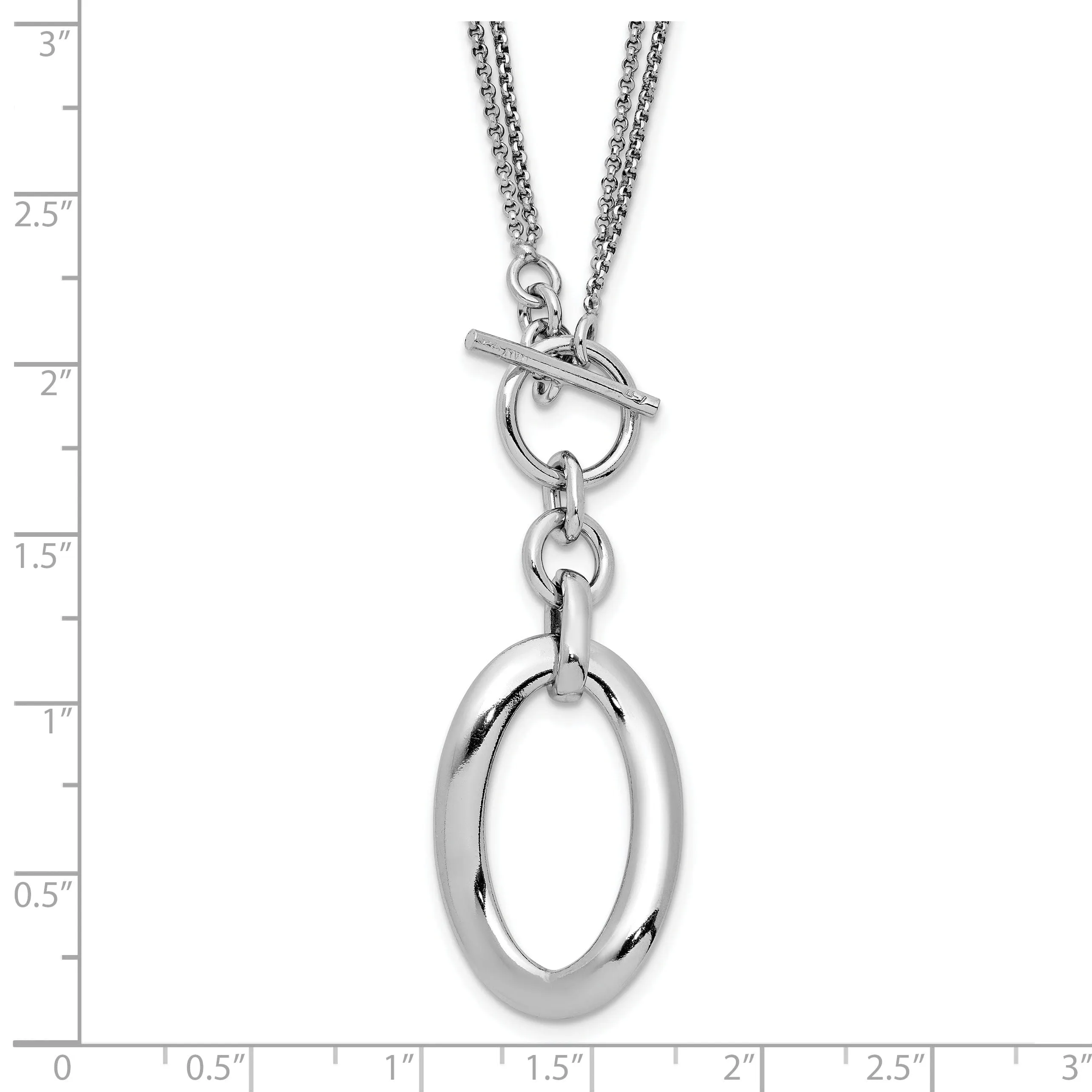 Silver Polished Fancy 2-Strand Toggle Necklace