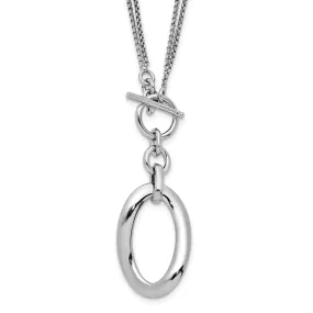 Silver Polished Fancy 2-Strand Toggle Necklace