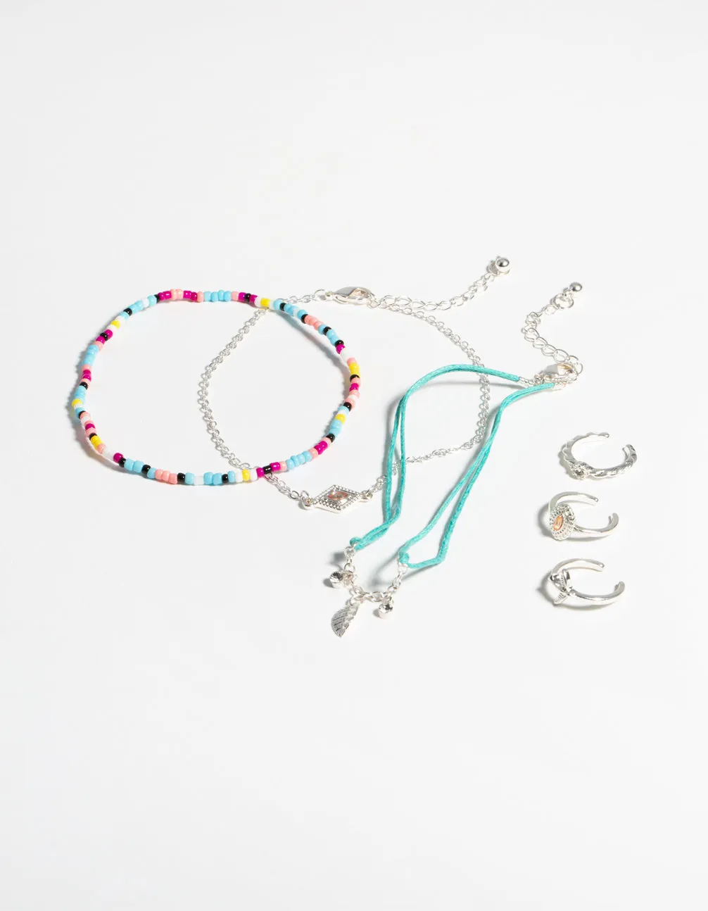 Silver Rainbow Toe & Anklet Set