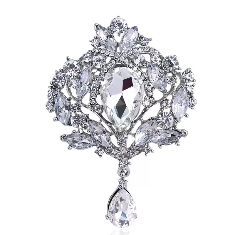 Silver Rhinestone Brooch - Style 21