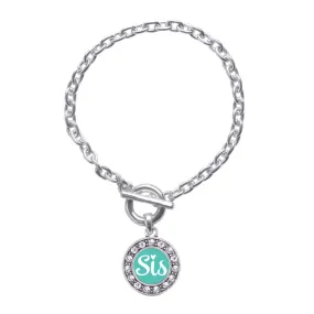 Silver Teal Sis Circle Charm Toggle Bracelet