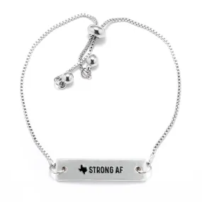 Silver Texas is Strong AF Adjustable Bar Bracelet