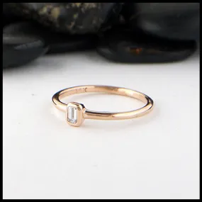 Simple Emerald Cut Diamond Ring in Rose Gold