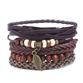 Simple Retro Set Bracelet Braided Leather Punk Bracelet DIY Men's Leather Bracelet