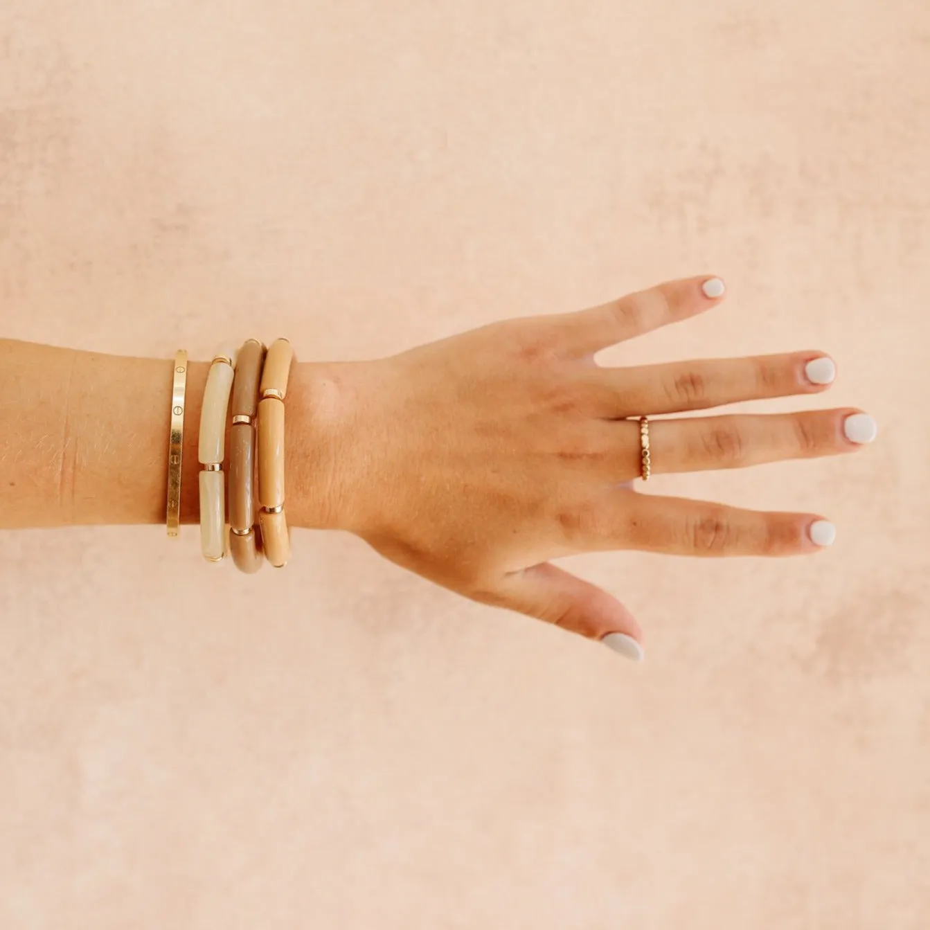 Skinny Acrylic Bamboo Bracelet: Latte