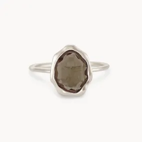 smoky quartz mood ring silver - sterling silver, smoky quartz