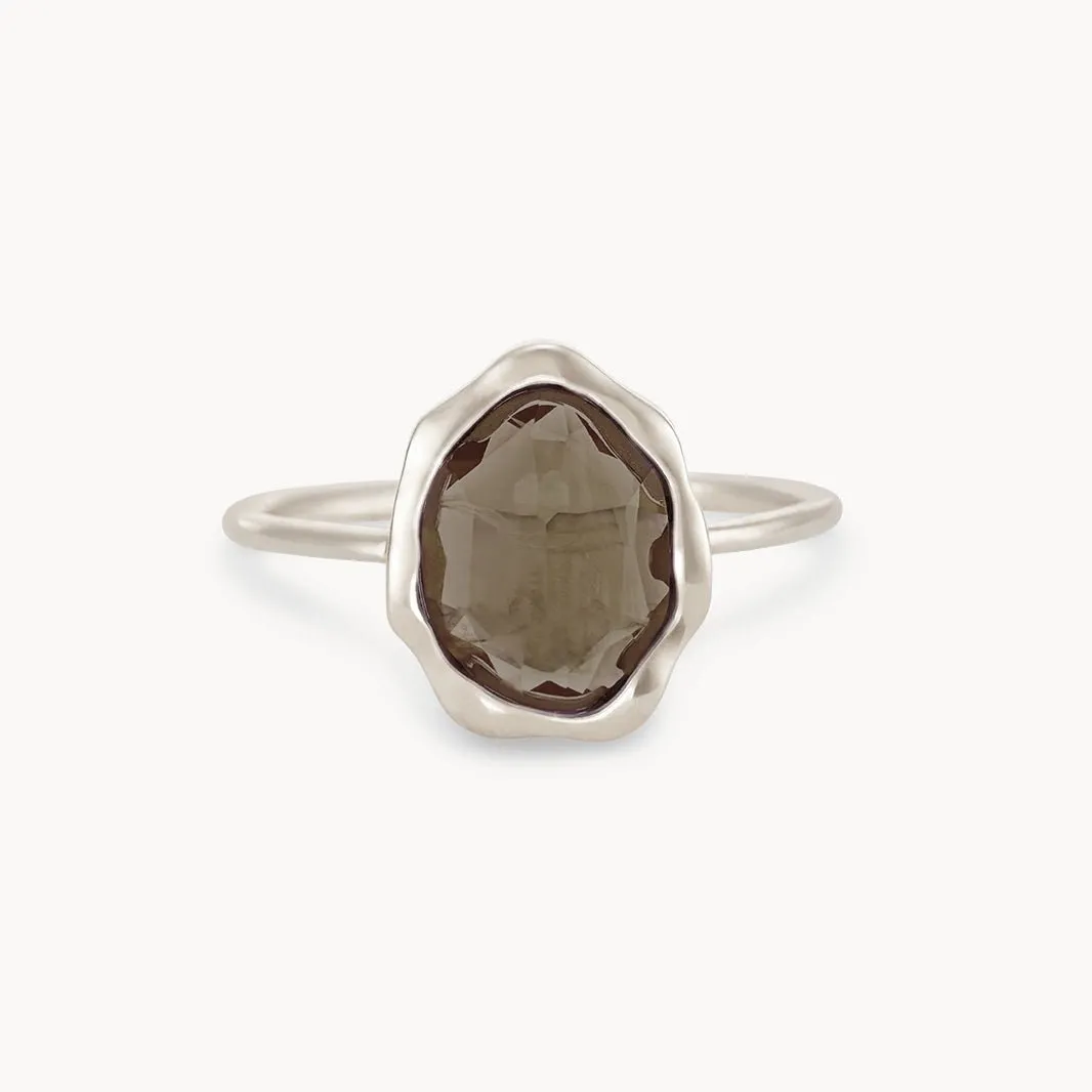 smoky quartz mood ring silver - sterling silver, smoky quartz