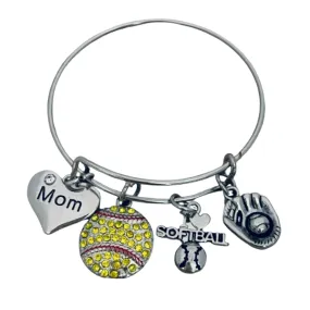 Softball Charm Bracelet - Pick Charm