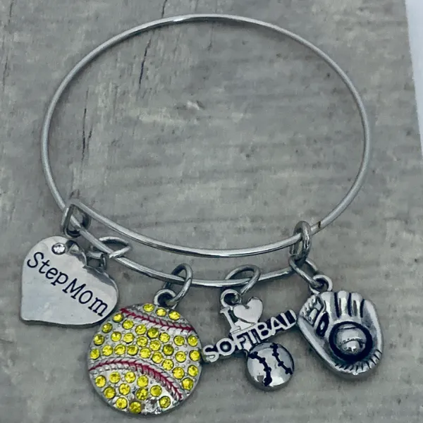 Softball Charm Bracelet - Pick Charm