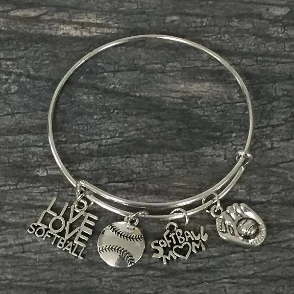 Softball Mom Bangle Bracelet