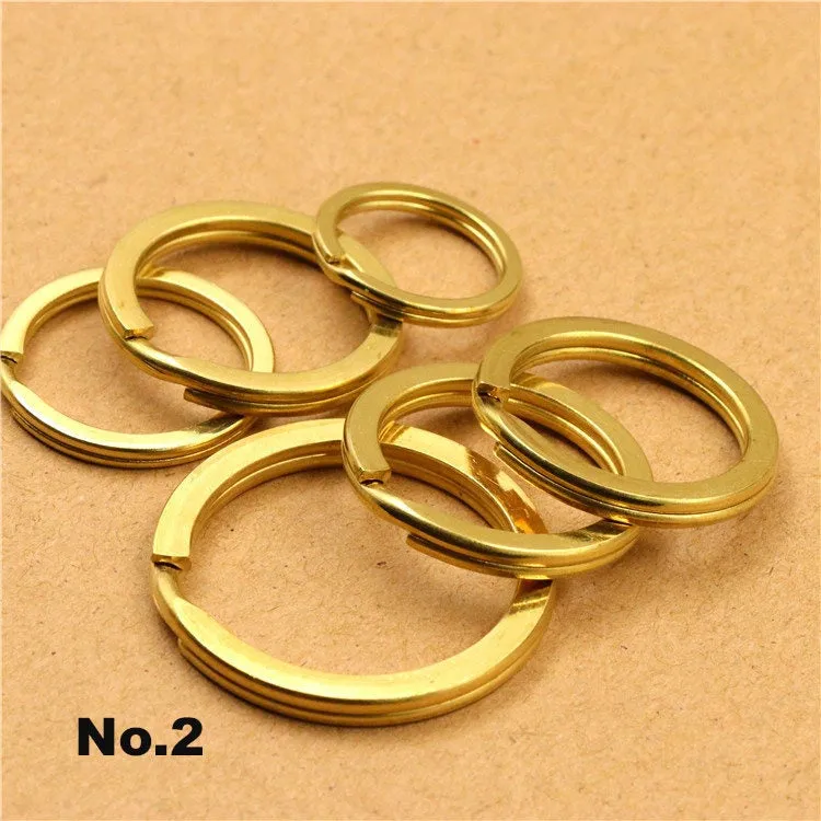 Solid Brass Flat Split Key Ring 12-25mm Hardware Accessories