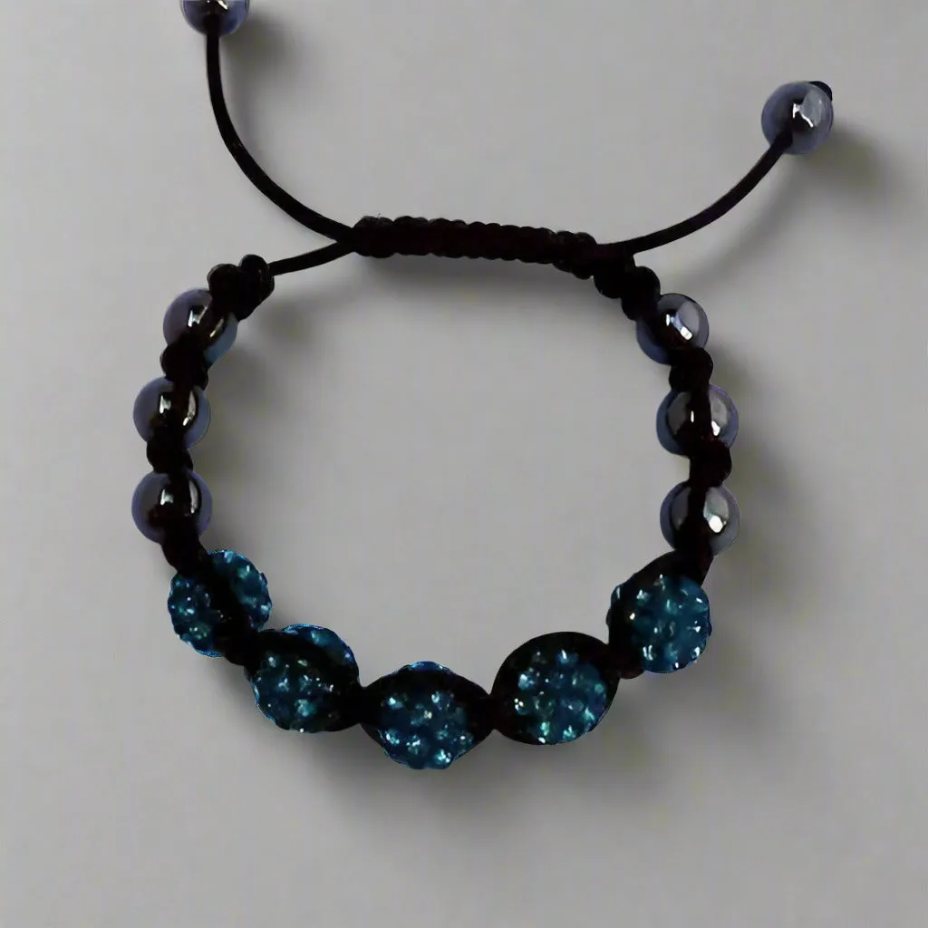 Sparkly Peacock Crystals Hand Made Shamballa Bracelet