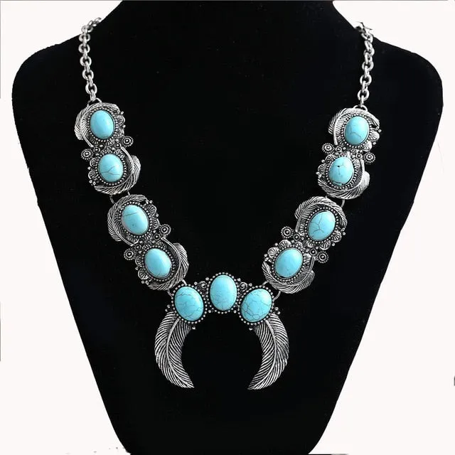 Squash Blossom  6 Colors 9 Styles You Choose Silver With Black Red Gray Green Turquoise Or Purple Long Indian Statement Jewelry Bohemian Boho Cowgirl Southwestern Necklaces