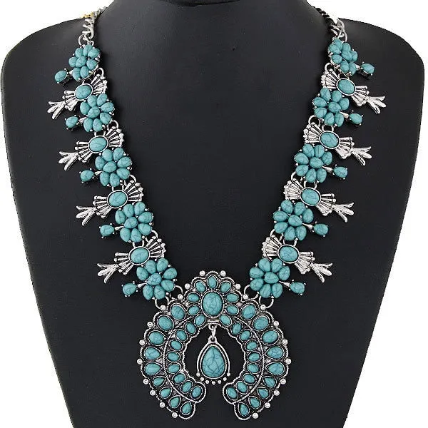 Squash Blossom  6 Colors 9 Styles You Choose Silver With Black Red Gray Green Turquoise Or Purple Long Indian Statement Jewelry Bohemian Boho Cowgirl Southwestern Necklaces