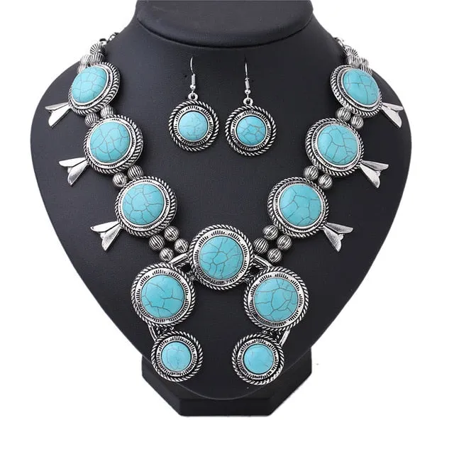 Squash Blossom  6 Colors 9 Styles You Choose Silver With Black Red Gray Green Turquoise Or Purple Long Indian Statement Jewelry Bohemian Boho Cowgirl Southwestern Necklaces