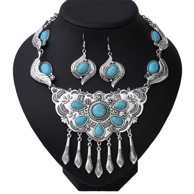 Squash Blossom  6 Colors 9 Styles You Choose Silver With Black Red Gray Green Turquoise Or Purple Long Indian Statement Jewelry Bohemian Boho Cowgirl Southwestern Necklaces