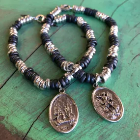 St Michael Sterling Silver Beaded Bracelet