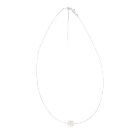 Sterling Silver 10-12mm White Fresh Water Pearl On Adjustable Choker Chain