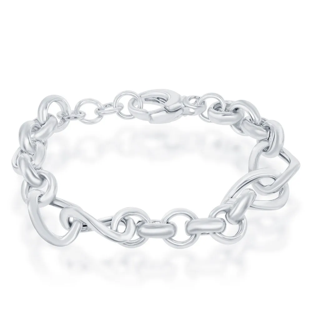 Sterling Silver Alternating Rolo & Twisted Oval Link Bracelet (92479)