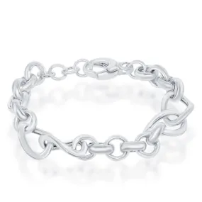 Sterling Silver Alternating Rolo & Twisted Oval Link Bracelet (92479)