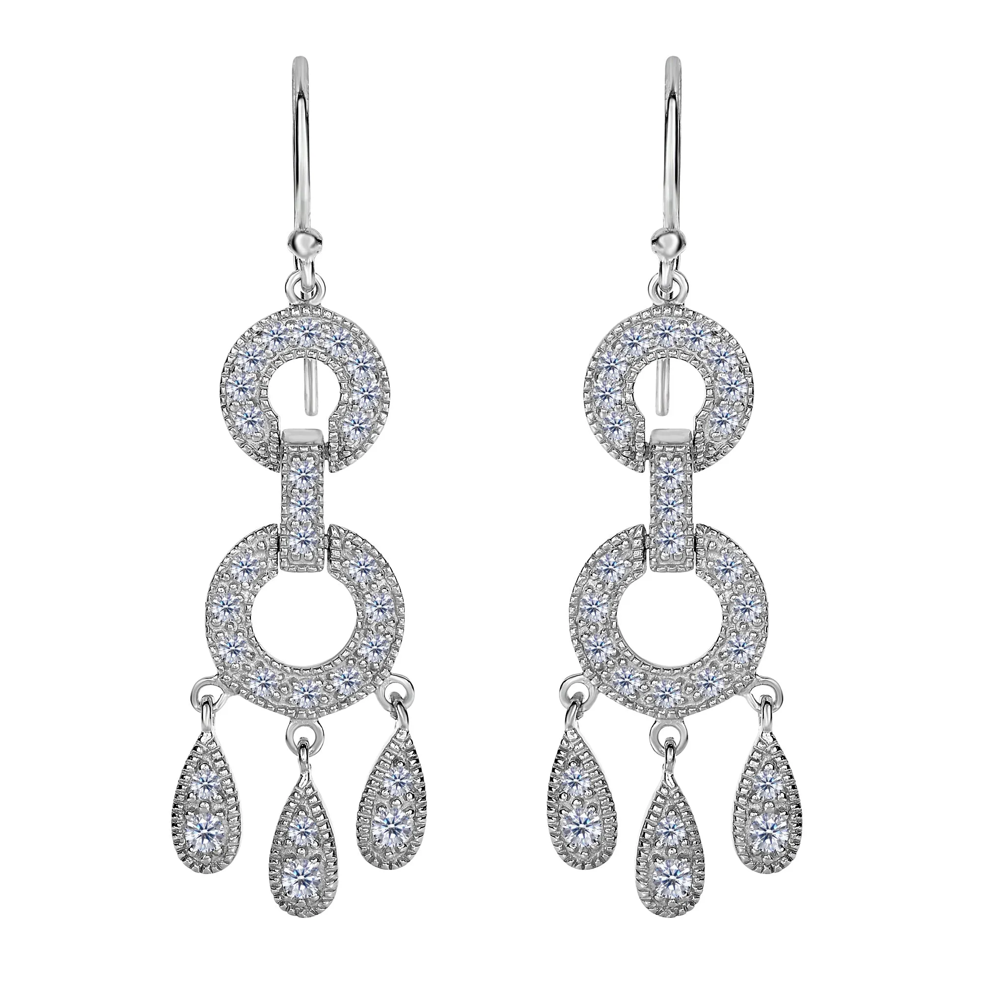 Sterling Silver And Cubic Zirconia Chandelier Drop Earrings