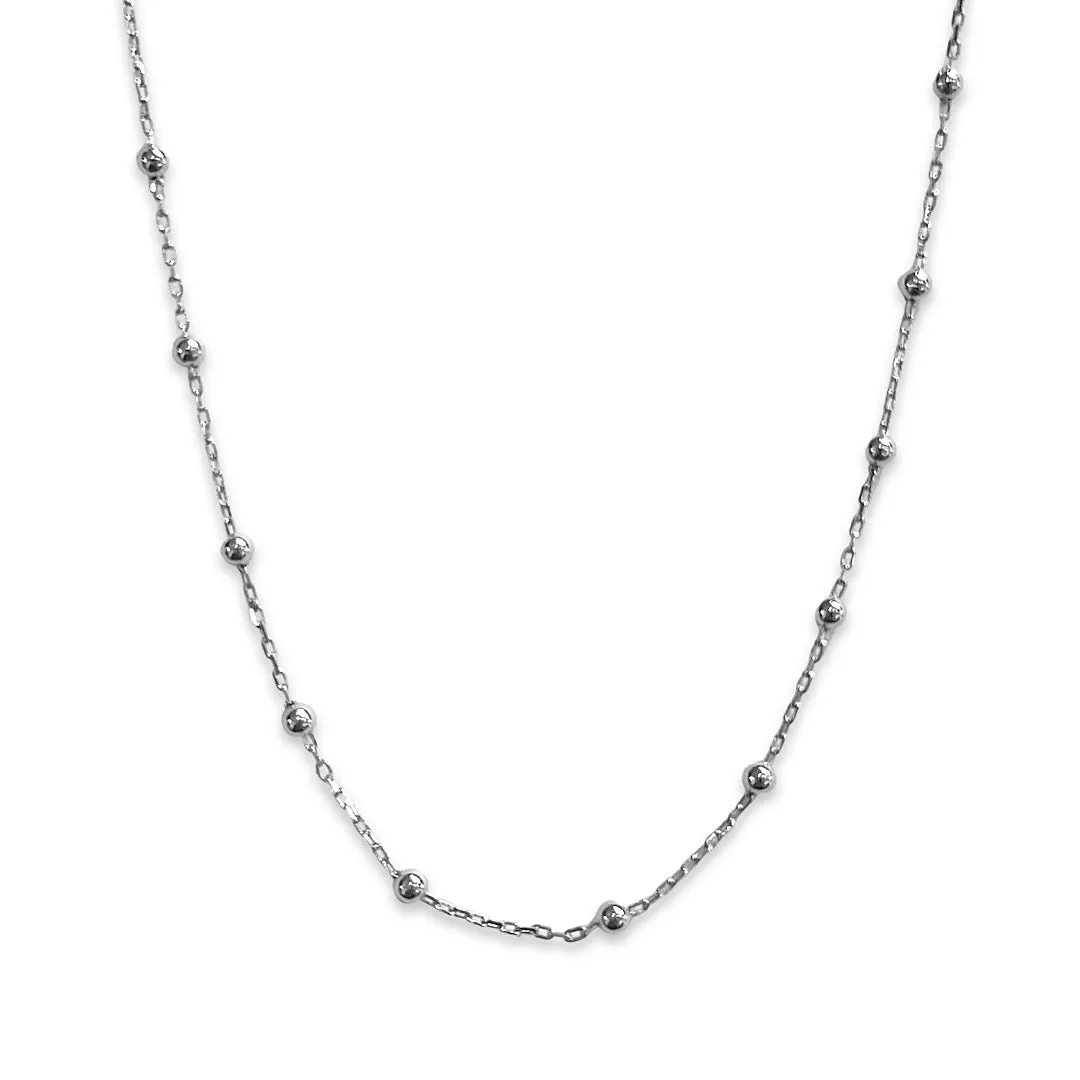 Sterling Silver Ball Chain Station Choker