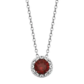 Sterling Silver Garnet and White Topaz Pendant Necklace