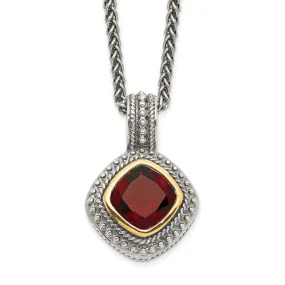 Sterling Silver Gold Garnet Necklace