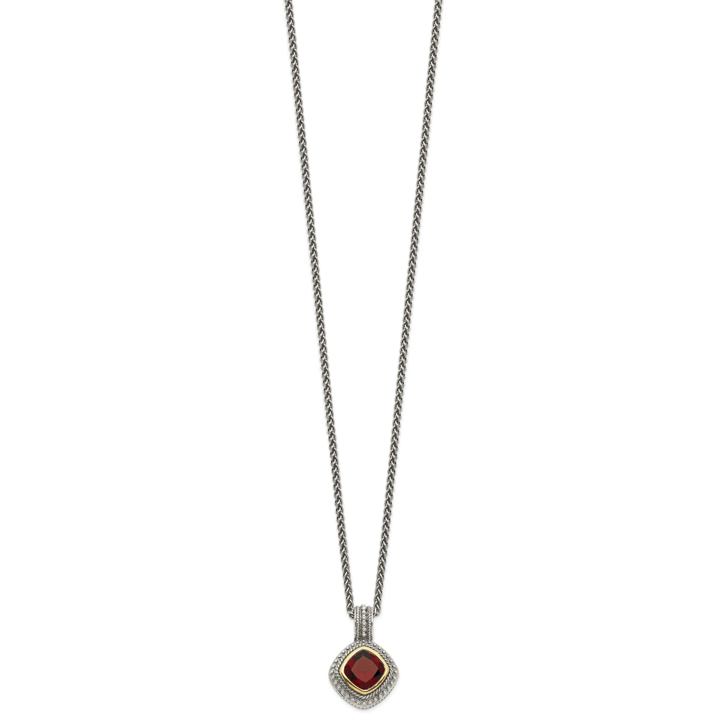 Sterling Silver Gold Garnet Necklace