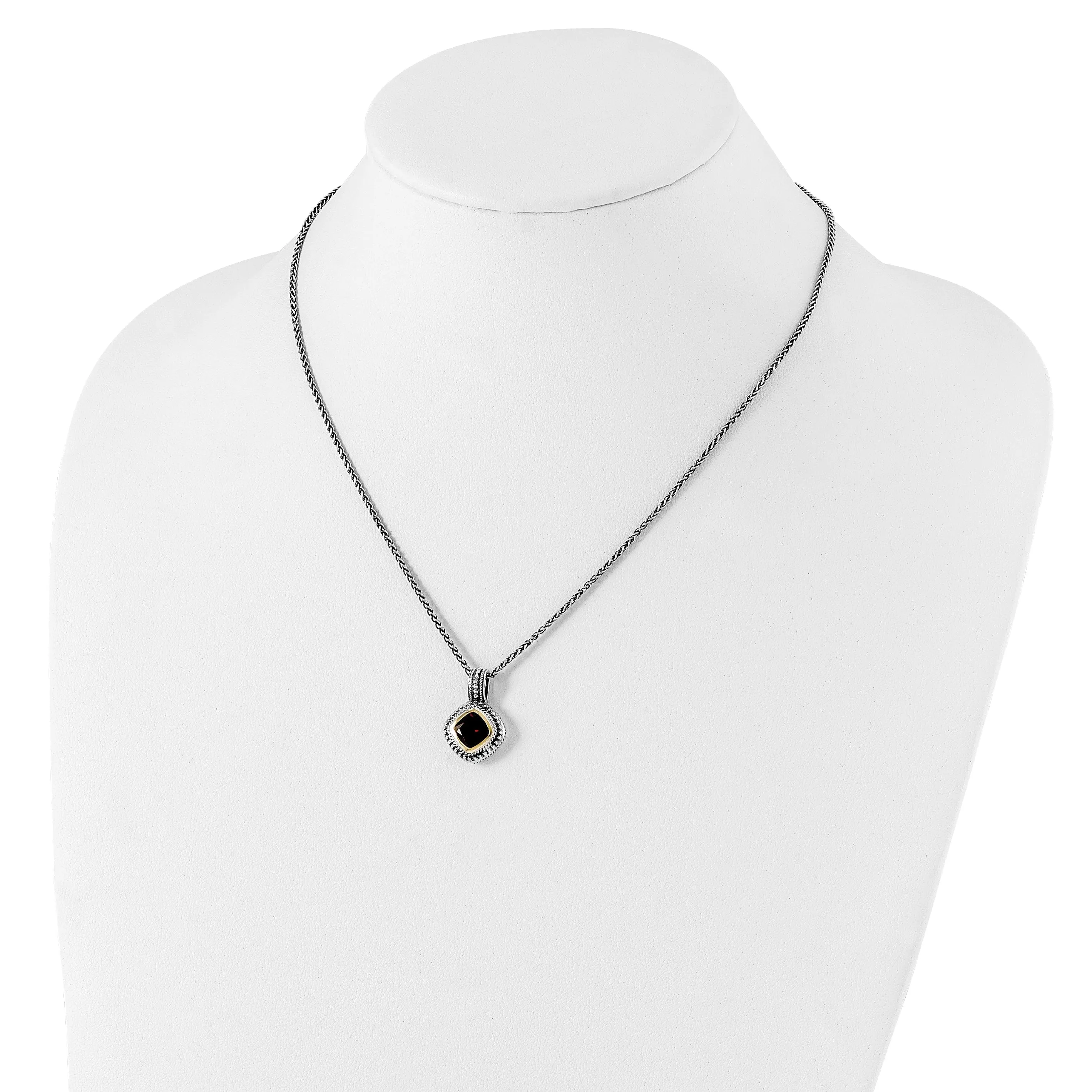 Sterling Silver Gold Garnet Necklace