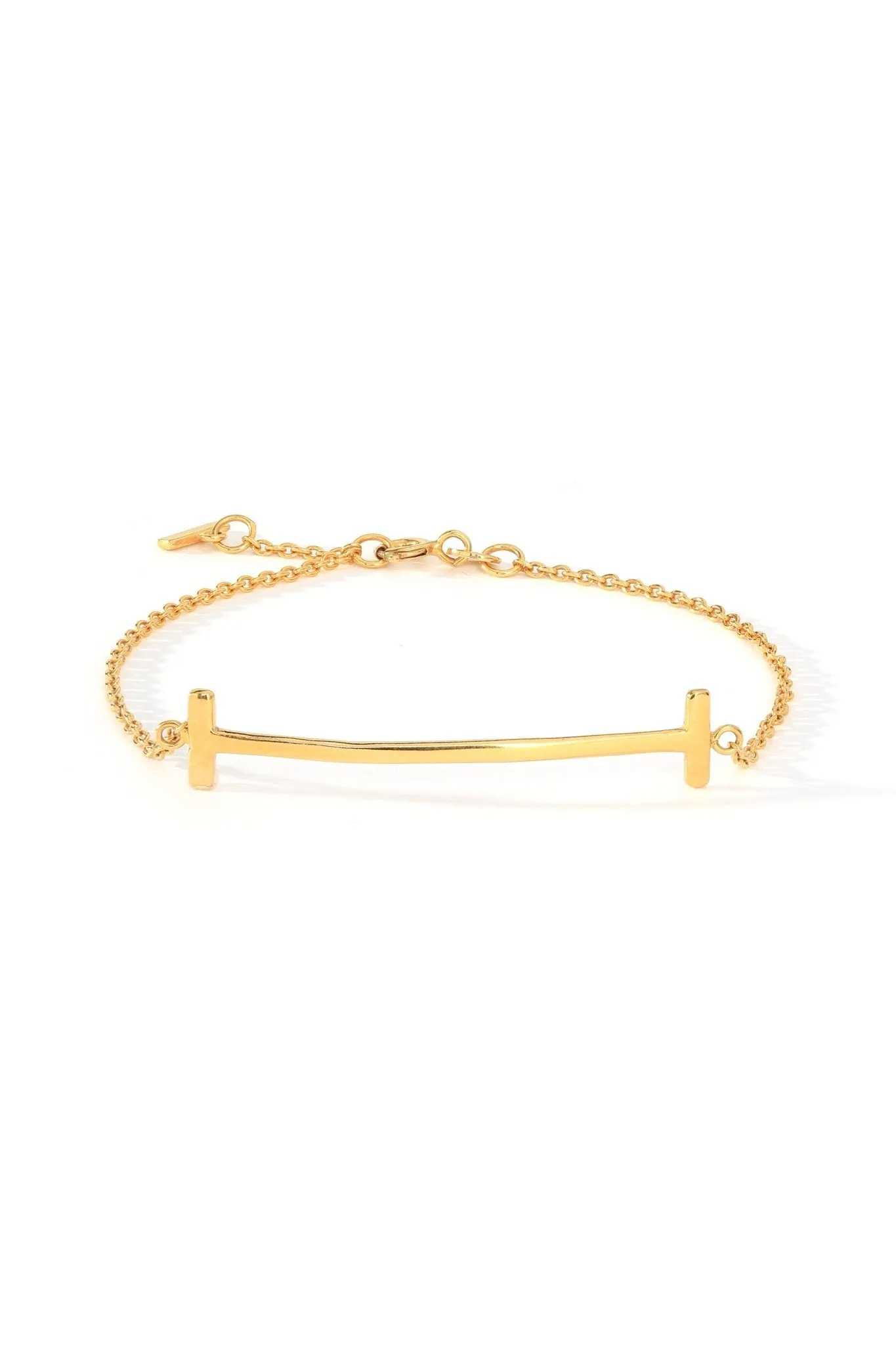 Sterling Silver Gold Plated T Bar Bracelet