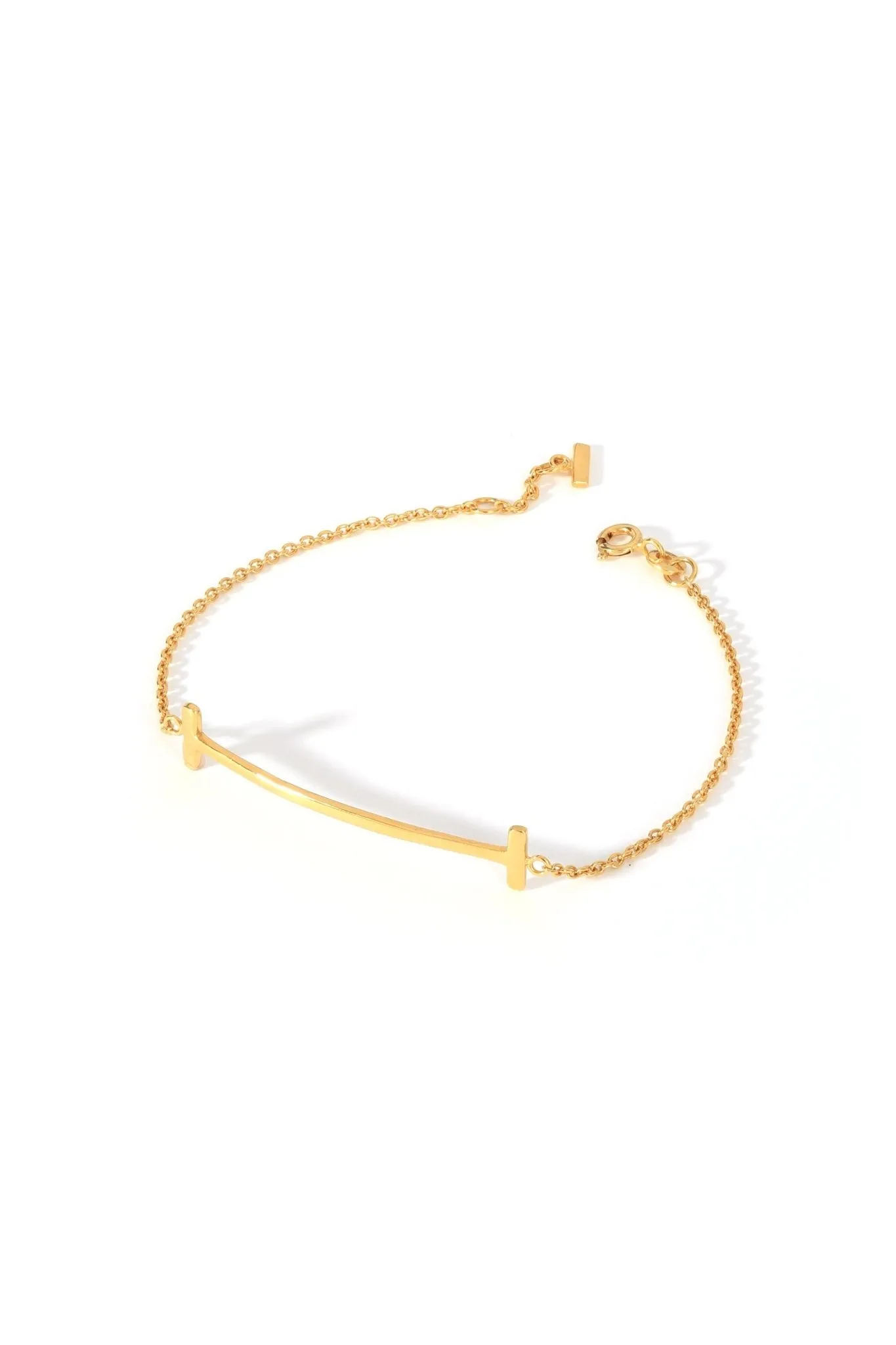 Sterling Silver Gold Plated T Bar Bracelet