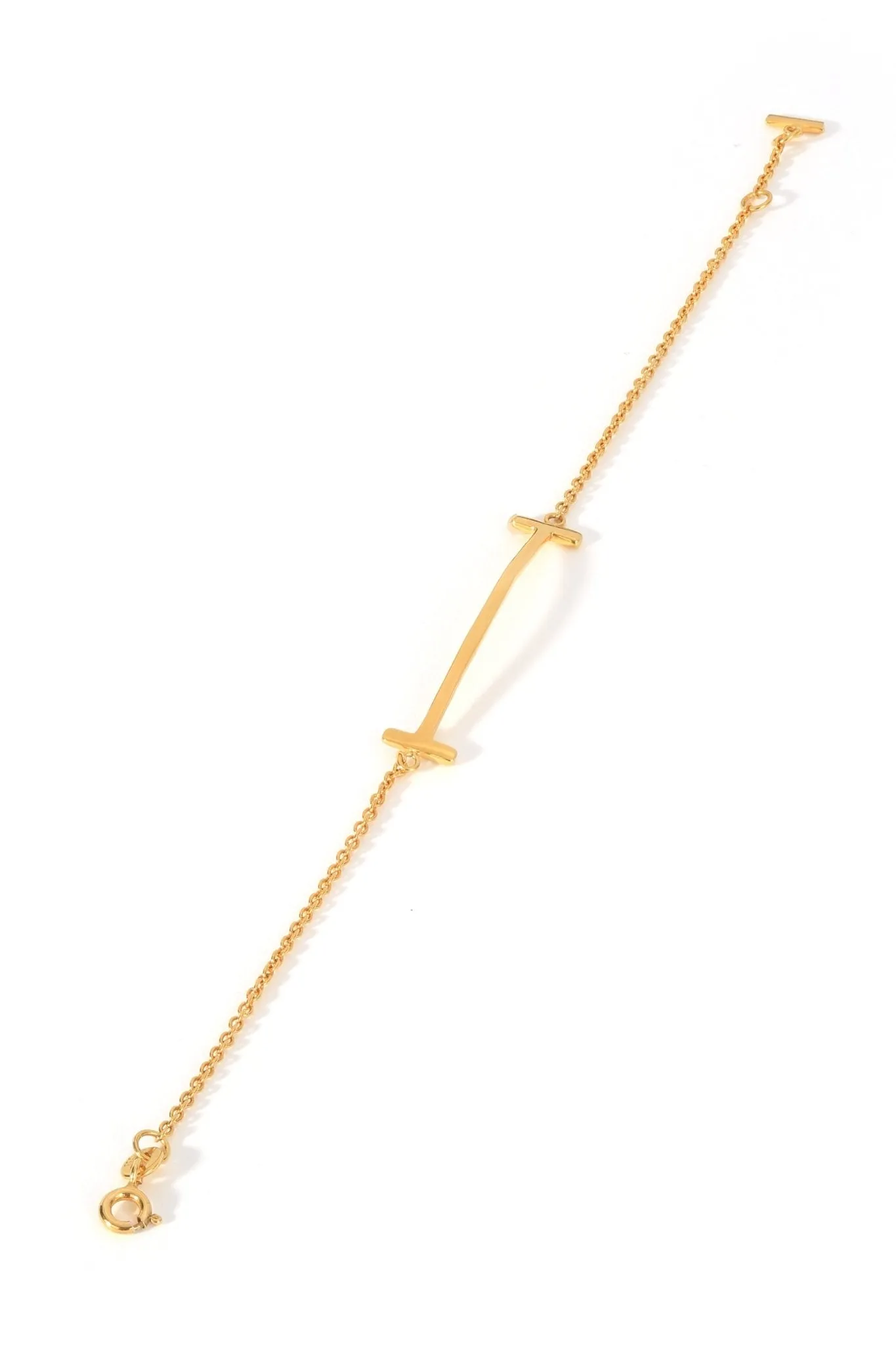 Sterling Silver Gold Plated T Bar Bracelet