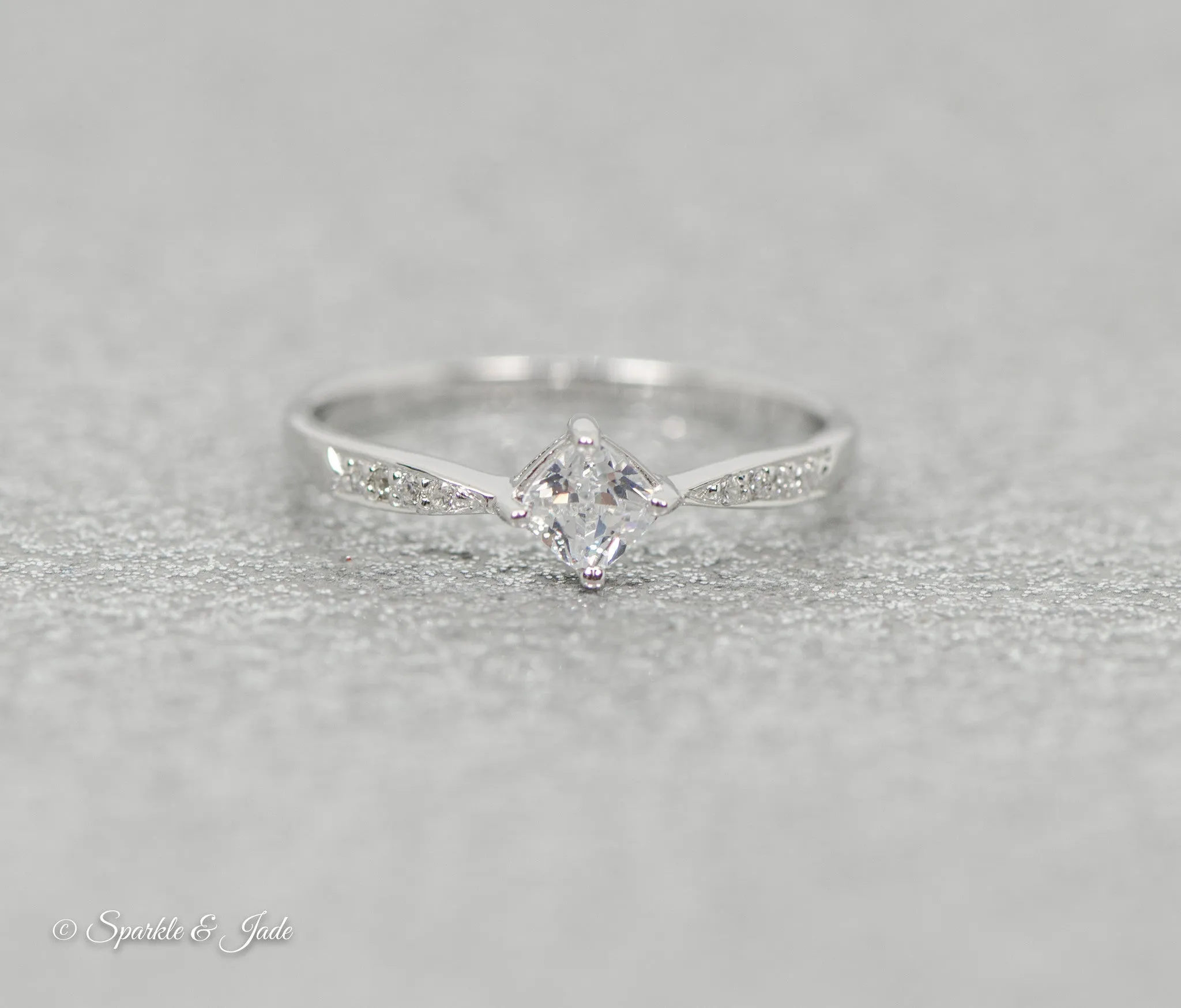 Sterling Silver Princess Dia Square CZ Ring