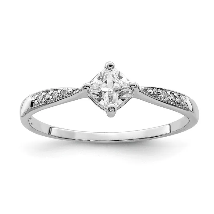 Sterling Silver Princess Dia Square CZ Ring