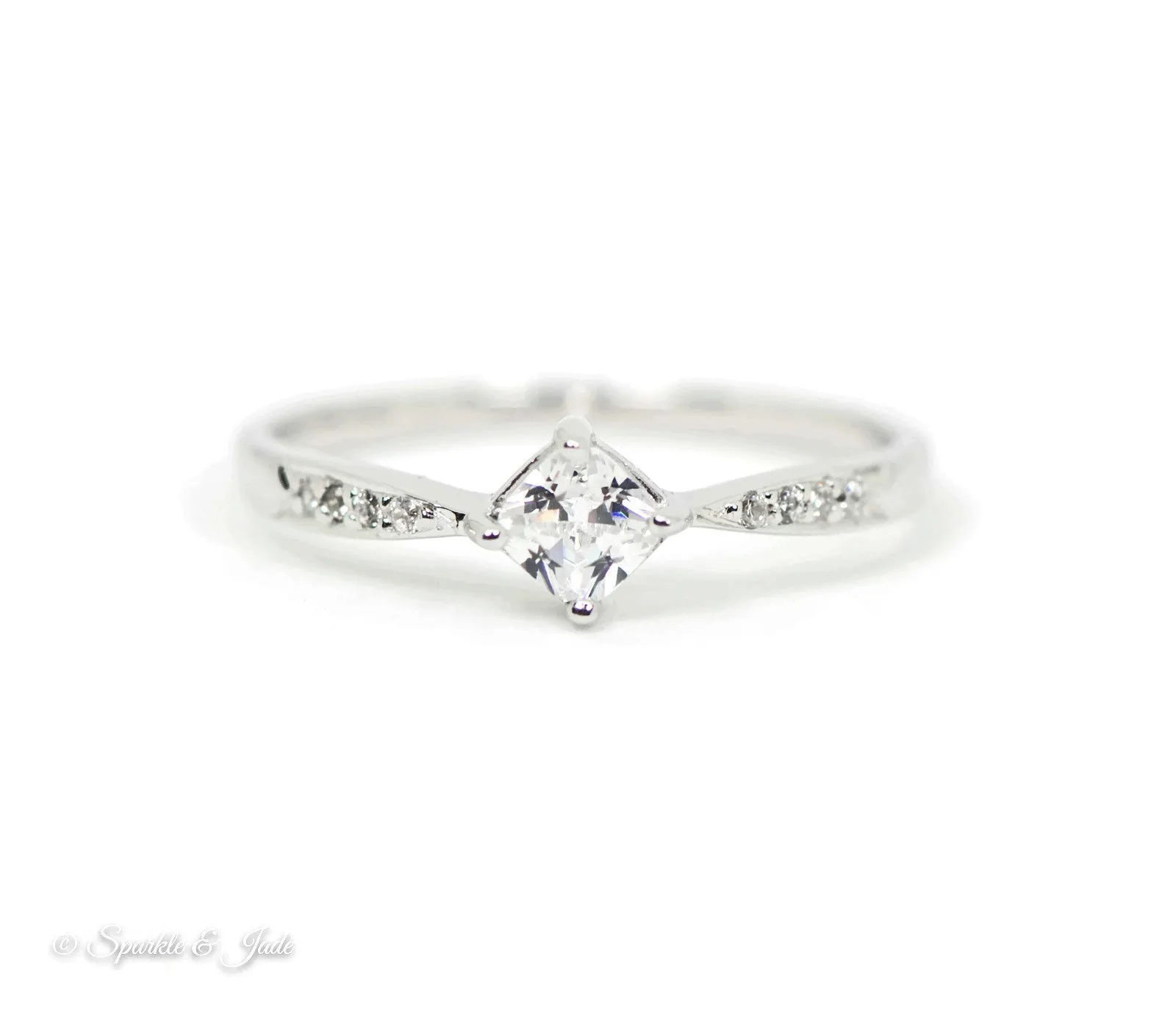 Sterling Silver Princess Dia Square CZ Ring