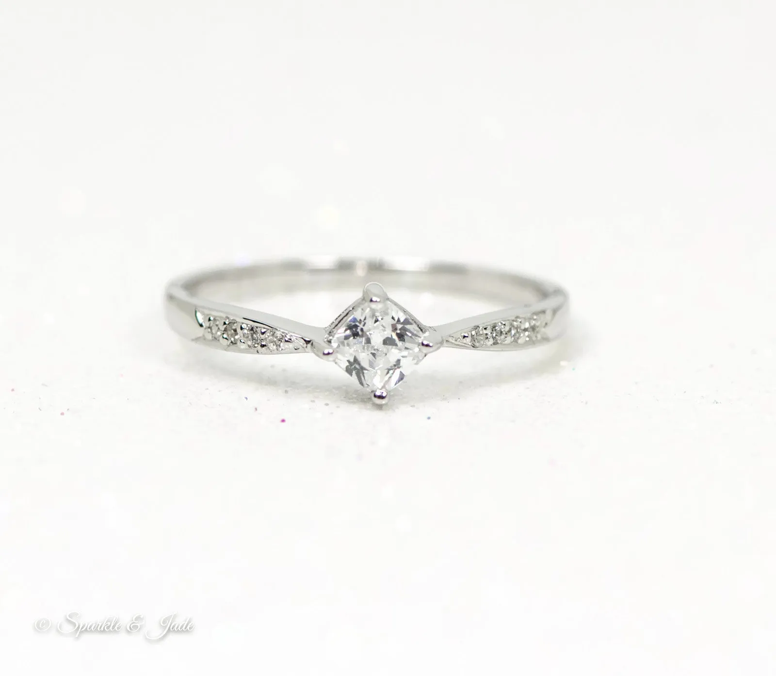 Sterling Silver Princess Dia Square CZ Ring