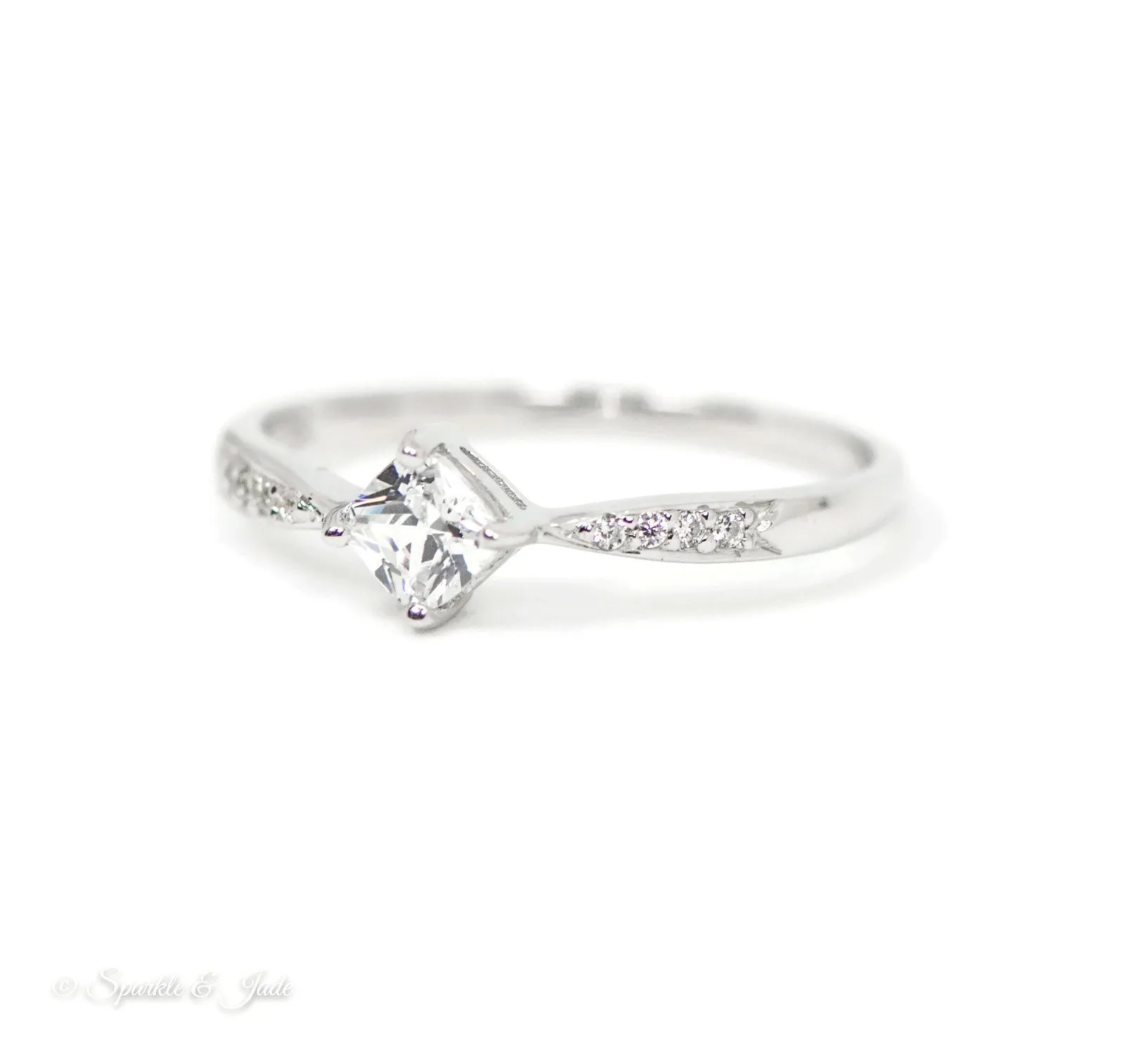 Sterling Silver Princess Dia Square CZ Ring