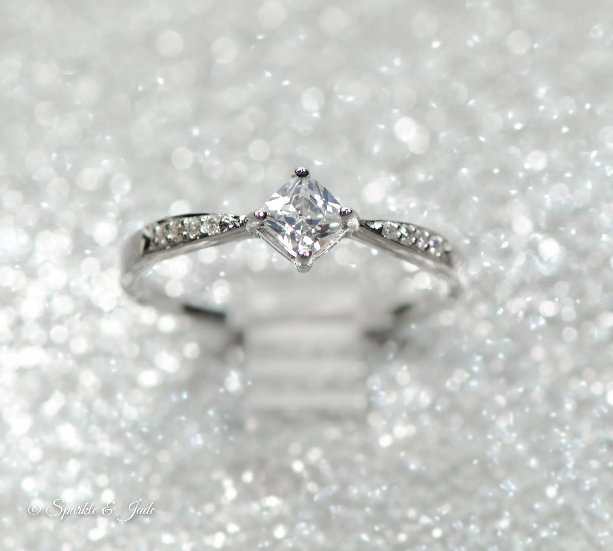 Sterling Silver Princess Dia Square CZ Ring