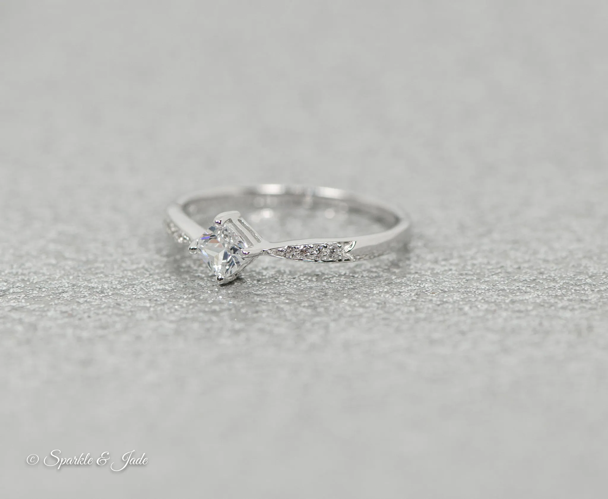 Sterling Silver Princess Dia Square CZ Ring