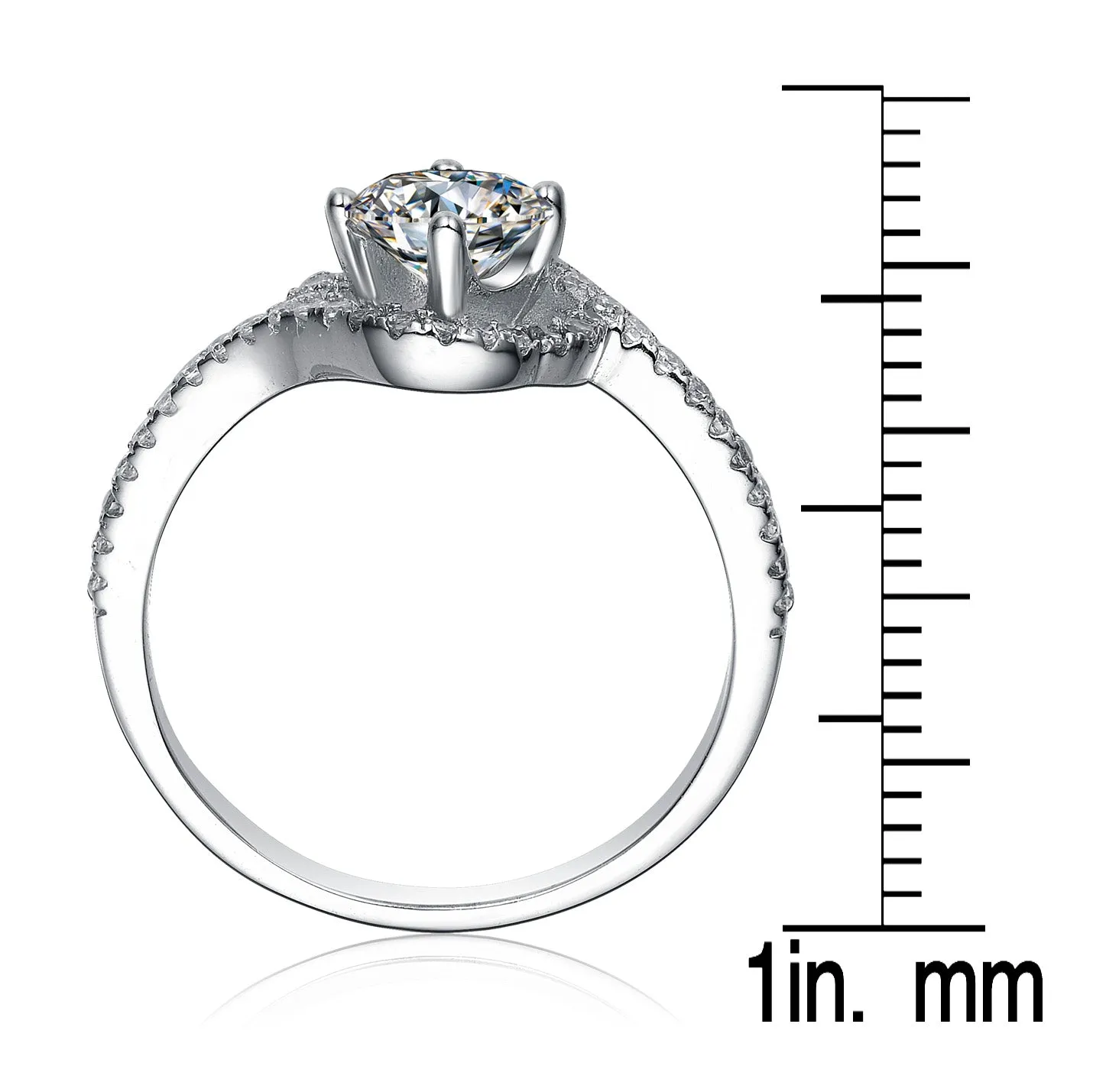 Sterling Silver Round Cut Cubic Zirconia Split Band Last Pair Ring