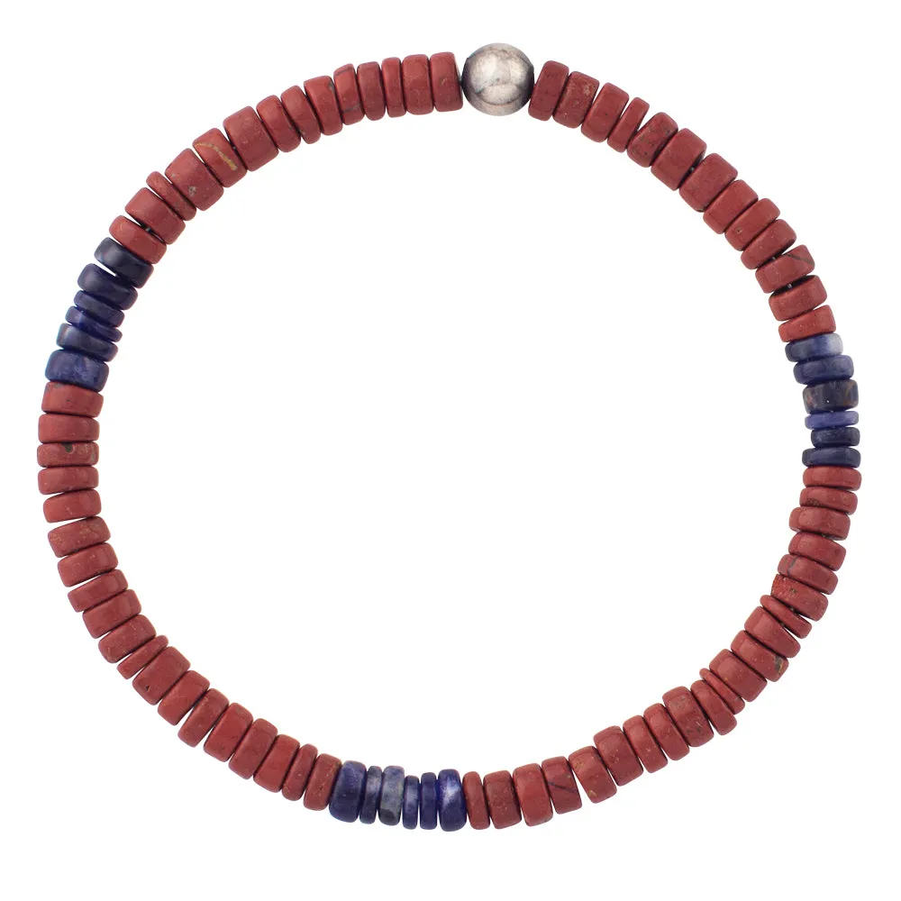 Stone & Sterling Stretch Bracelets in Red Jasper & Sodalite