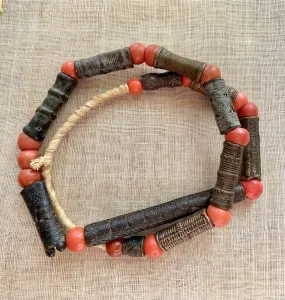 Strand of Antique Cast Bronze Tubes, Nigeria